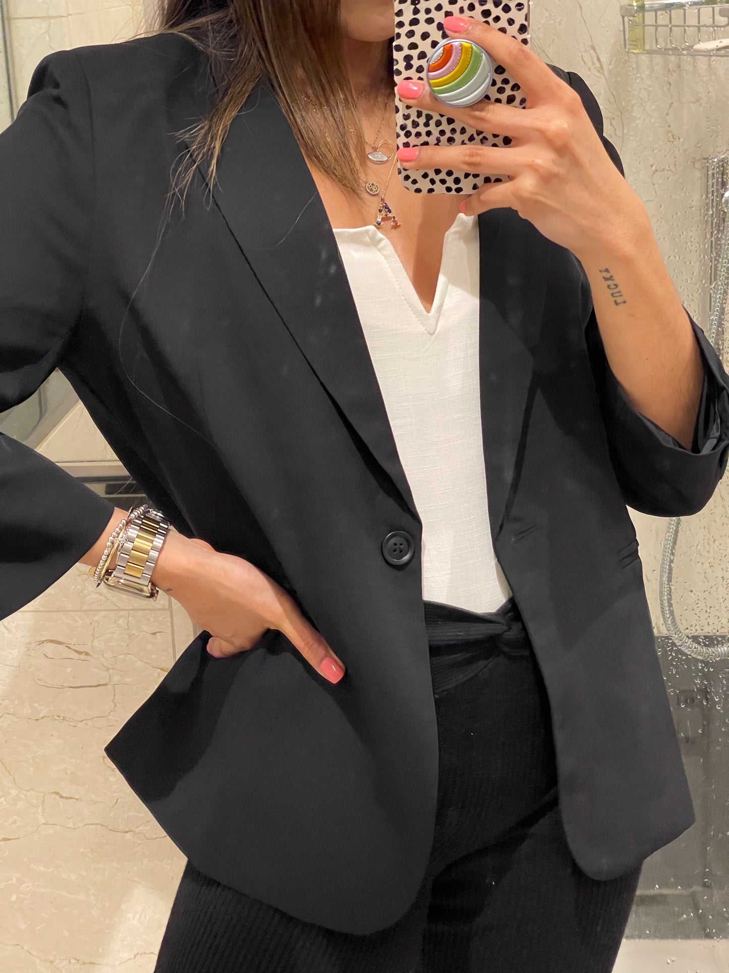 Blazer negro mujer elegante estructurado – Doze colección Origen