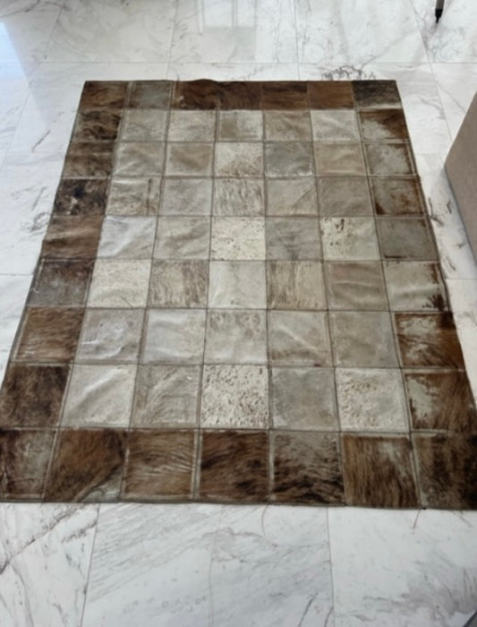 Alfombra de cuero de vaca natural en tonos marrón y beige - 1.80 x 1.40 m